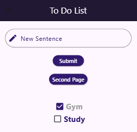 Todo List application Screenshot 1