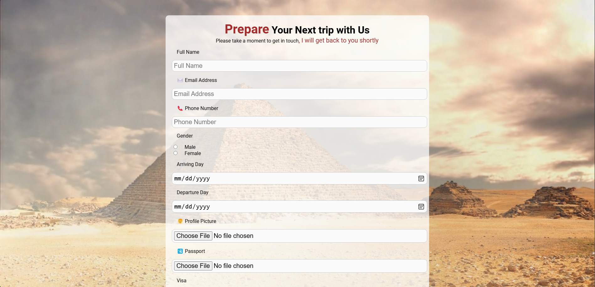 trip to Egypt website Screenshot 1
